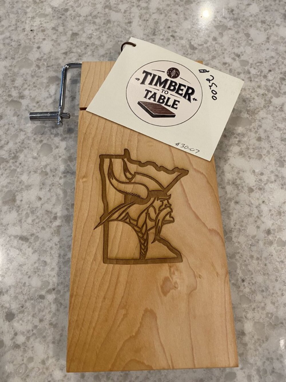07.30.07 Minnesota Vikings Cheese Slicer – Handmade Maple Wood Board 5.5x12x0.75
